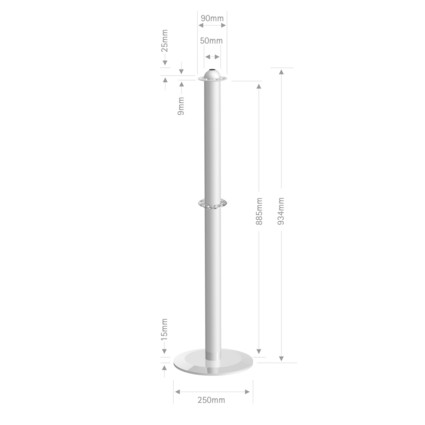 Vymezovací sloupek Tex Double chrom