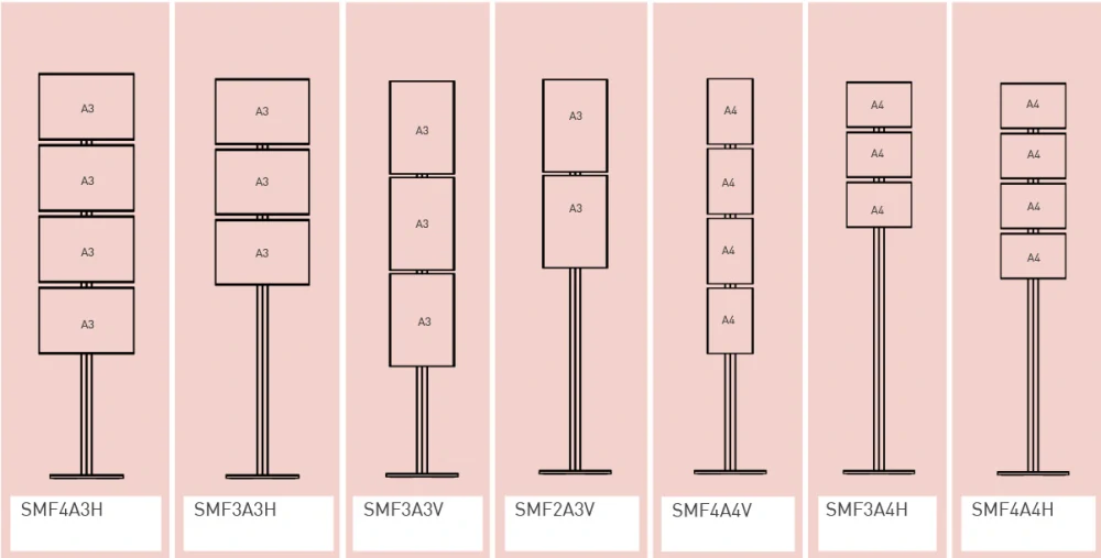 Informační podlahový stojan Smart Floor 4 x A4 na výšku